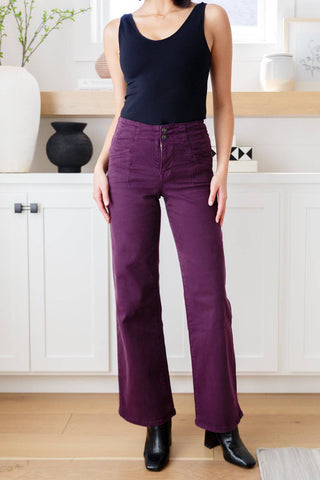 Petunia High Rise Wide Leg Jeans in Plum - 1985 the VAULT Boutique