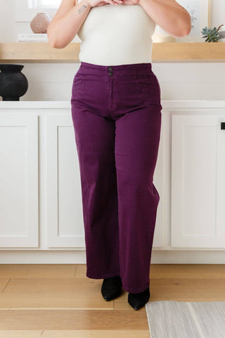 Petunia High Rise Wide Leg Jeans in Plum - 1985 the VAULT Boutique