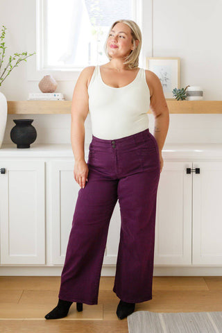 Petunia High Rise Wide Leg Jeans in Plum - 1985 the VAULT Boutique