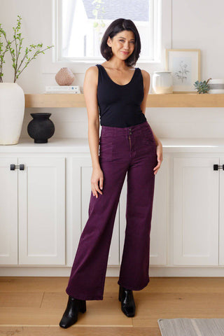 Petunia High Rise Wide Leg Jeans in Plum - 1985 the VAULT Boutique