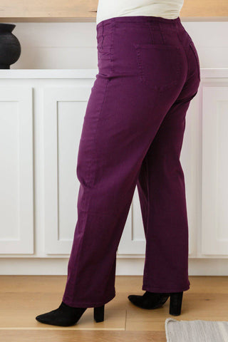 Petunia High Rise Wide Leg Jeans in Plum - 1985 the VAULT Boutique