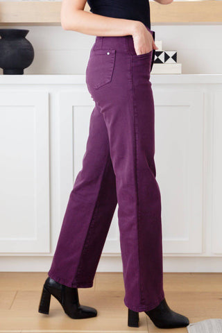 Petunia High Rise Wide Leg Jeans in Plum - 1985 the VAULT Boutique