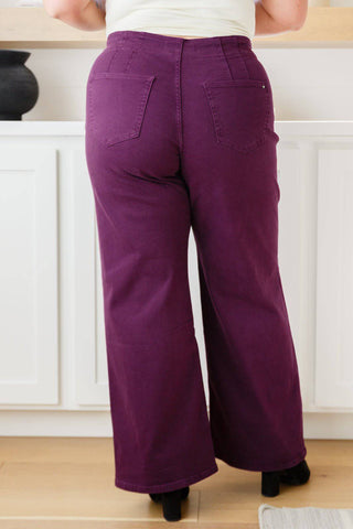 Petunia High Rise Wide Leg Jeans in Plum - 1985 the VAULT Boutique