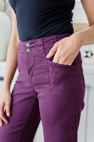 Petunia High Rise Wide Leg Jeans in Plum - 1985 the VAULT Boutique