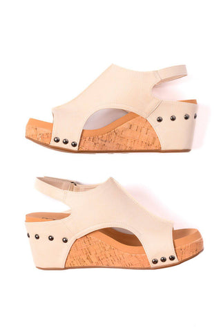 Carley Wedge Sandals in Cream - 1985 the VAULT Boutique