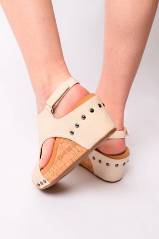 Carley Wedge Sandals in Cream - 1985 the VAULT Boutique