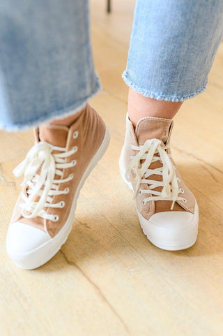 Run Me Down Velvet High Tops in Tan - 1985 the VAULT Boutique