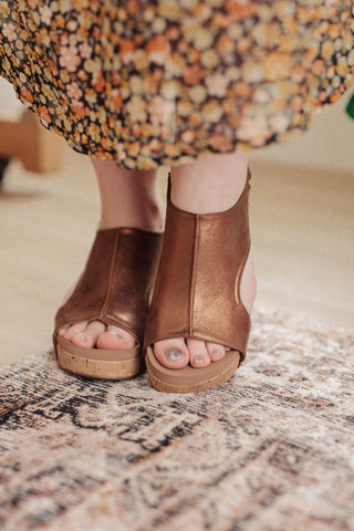 Walk This Way Wedge Sandals in Antique Bronze - 1985 the VAULT Boutique