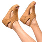 Carley Wedge Sandals in Caramel Smooth - 1985 the VAULT Boutique