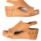 Carley Wedge Sandals in Caramel Smooth - 1985 the VAULT Boutique