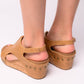 Carley Wedge Sandals in Caramel Smooth - 1985 the VAULT Boutique