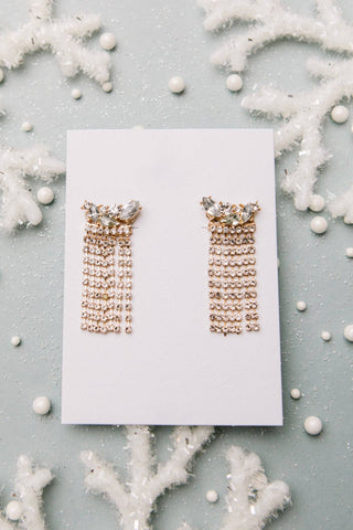 Rhinestone Fringe Earrings - 1985 the VAULT Boutique