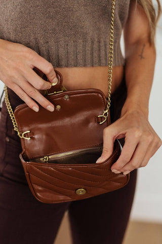 Classic Beauty Quilted Clutch in Brown - 1985 the VAULT Boutique