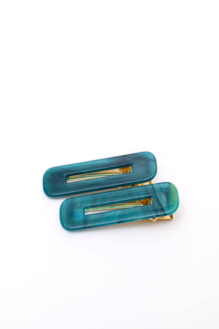 Double Trouble 2 Pack Hair Clip in Sea Blue - 1985 the VAULT Boutique