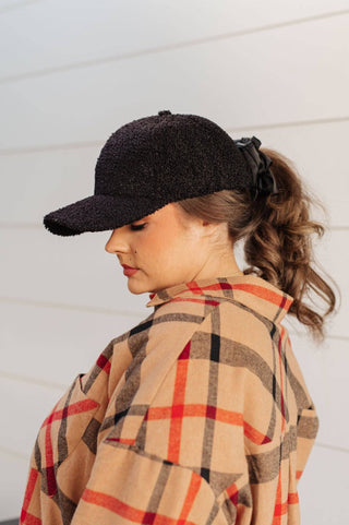 Lyla Sherpa Ball Cap in Black - 1985 the VAULT Boutique