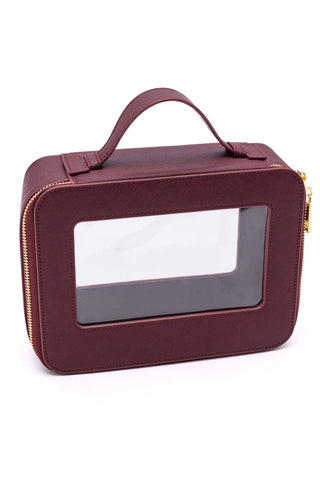 PU Leather Travel Cosmetic Case in Wine - 1985 the VAULT Boutique