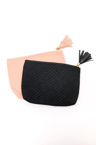 Quilted Travel Zip Pouch in Black - 1985 the VAULT Boutique