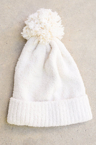 Slouchy Boucle Pom Beanie In Ivory - 1985 the VAULT Boutique