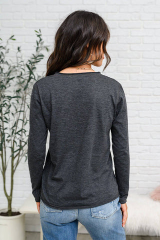 Alpine Raw Edge Long Sleeve Tee in Charcoal - 1985 the VAULT Boutique