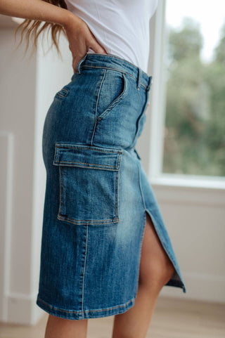 Always Be There Cargo Denim Skirt - 1985 the VAULT Boutique