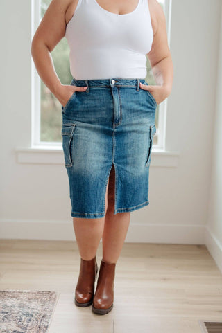 Always Be There Cargo Denim Skirt - 1985 the VAULT Boutique