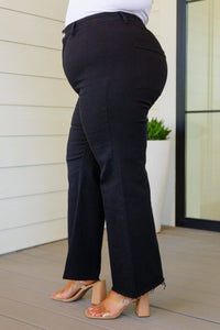 August High Rise Wide Leg Crop Jeans in Black - 1985 the VAULT Boutique