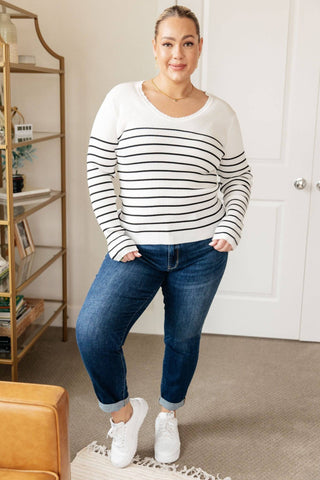 Be Still V-Neck Striped Sweater - 1985 the VAULT Boutique