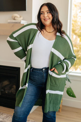 Brighter is Better Striped Cardigan in Green - 1985 the VAULT Boutique