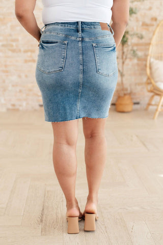 Carol High Rise Rigid Magic Denim Skirt - 1985 the VAULT Boutique