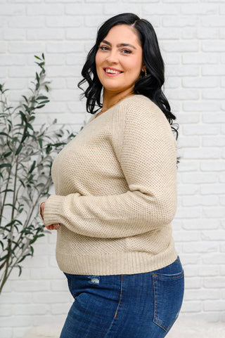 Chai Latte V-Neck Sweater in Oatmeal - 1985 the VAULT Boutique