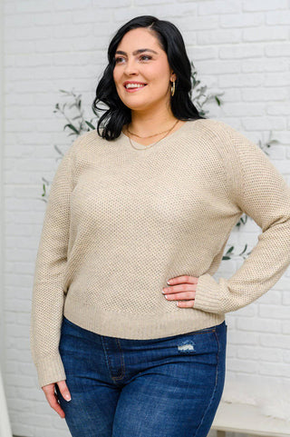 Chai Latte V-Neck Sweater in Oatmeal - 1985 the VAULT Boutique