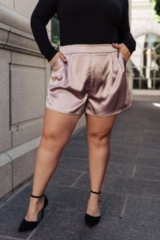 Champagne and Roses Satin Shorts - 1985 the VAULT Boutique