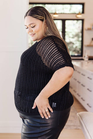 Coastal Dreams Fishnet Top in Black - 1985 the VAULT Boutique