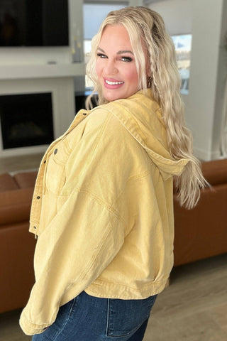 Cropped Hooded Denim Jacket in Mustard - 1985 the VAULT Boutique