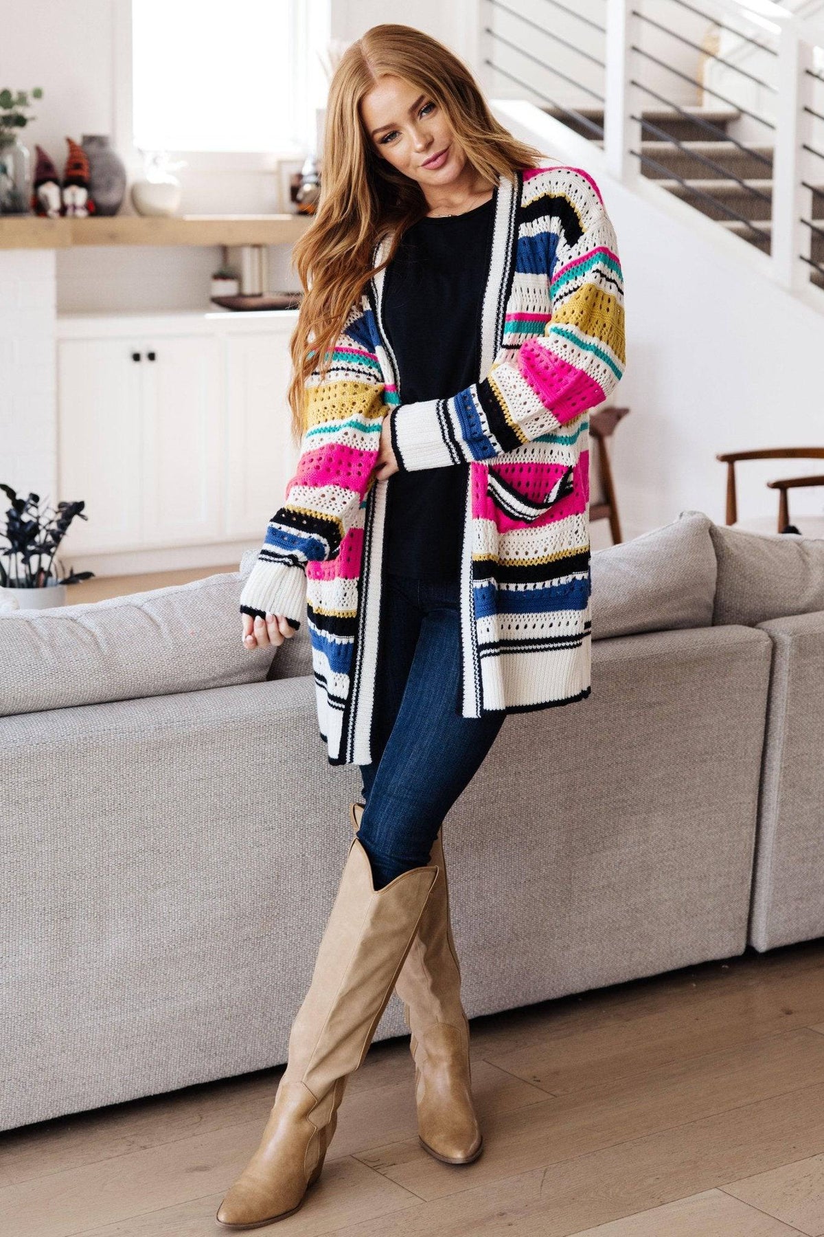 Felt Cute Striped Cardigan - 1985 the VAULT Boutique