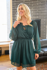 Front And Center Balloon Sleeve Dress in Green - 1985 the VAULT Boutique