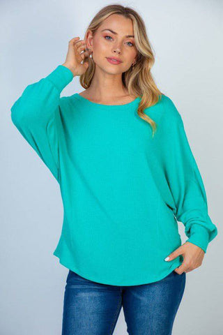 Gauze Knit Top with Cross Over Back in Seafoam - 1985 the VAULT Boutique