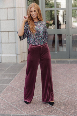 High Society Velvet Wide Leg Trousers - 1985 the VAULT Boutique