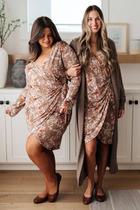 Honey Do I Ever Faux Wrap Dress in Taupe - 1985 the VAULT Boutique