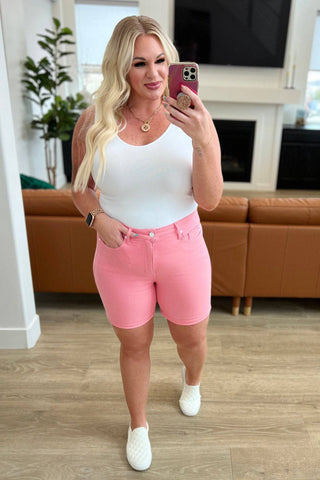 Jenna High Rise Control Top Cuffed Shorts in Pink - 1985 the VAULT Boutique