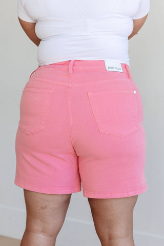 Jenna High Rise Control Top Cuffed Shorts in Pink - 1985 the VAULT Boutique