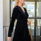 Jentsyn Velvet V-Neck Dress in Black - 1985 the VAULT Boutique
