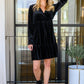 Jentsyn Velvet V-Neck Dress in Black - 1985 the VAULT Boutique