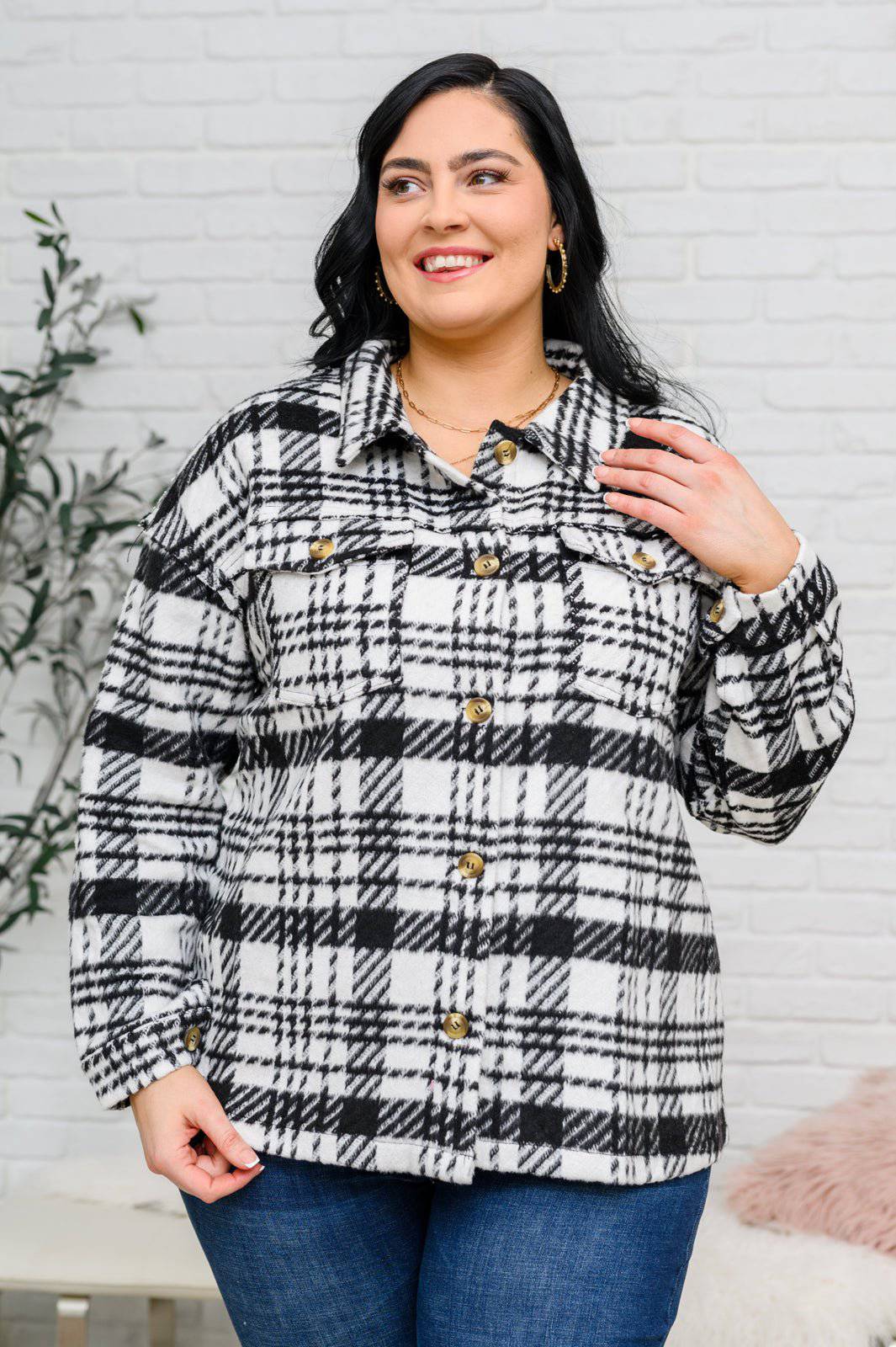 Kate Plaid Jacket in Black & White - 1985 the VAULT Boutique