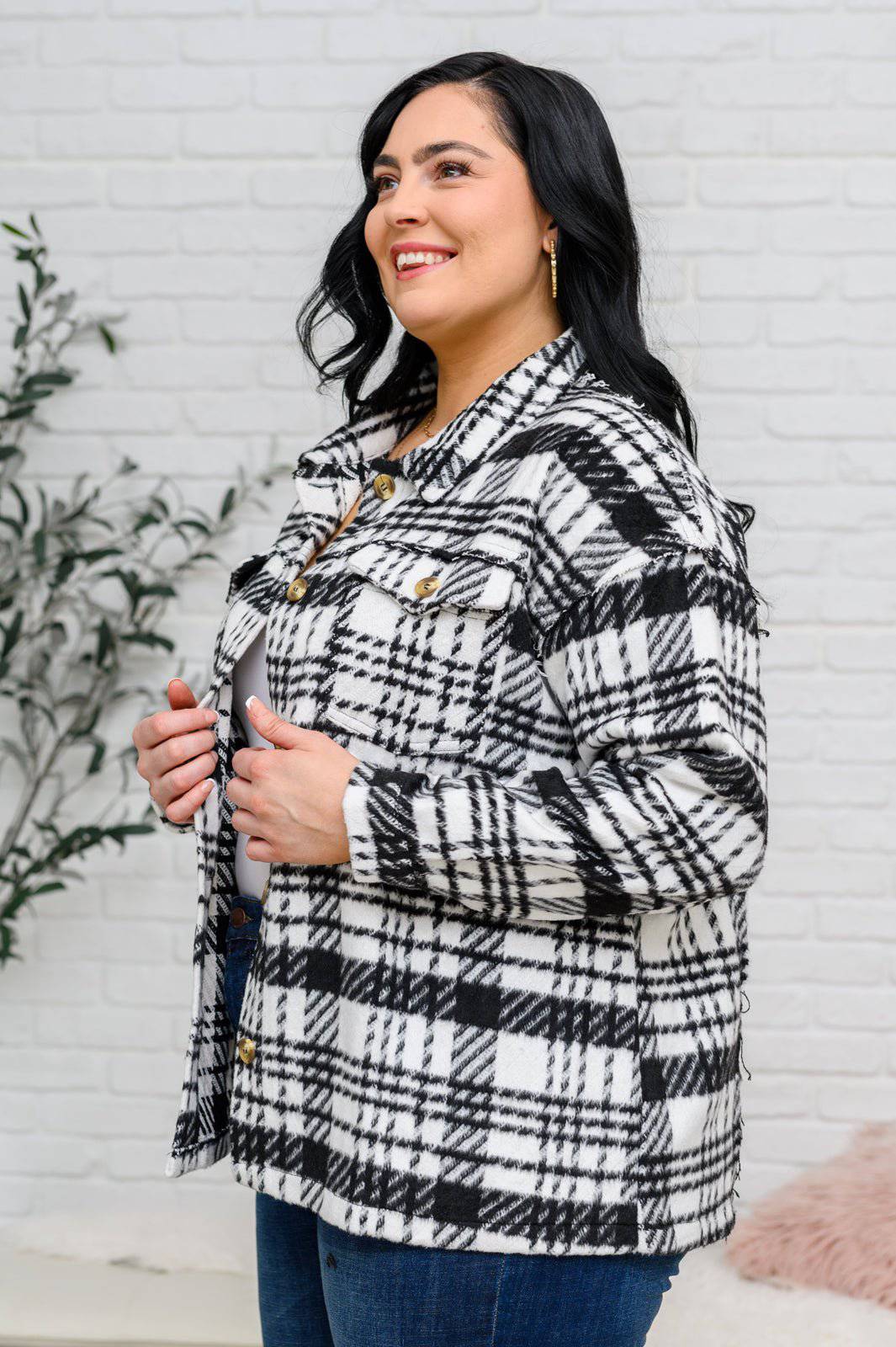 Kate Plaid Jacket in Black & White - 1985 the VAULT Boutique