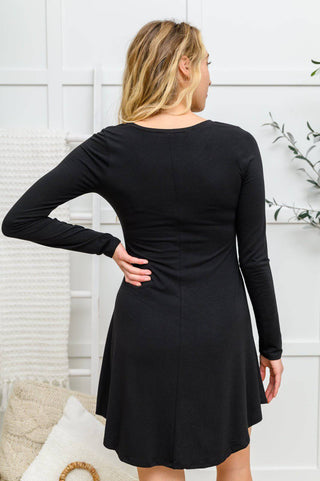 Long Sleeve Button Down Dress In Black - 1985 the VAULT Boutique