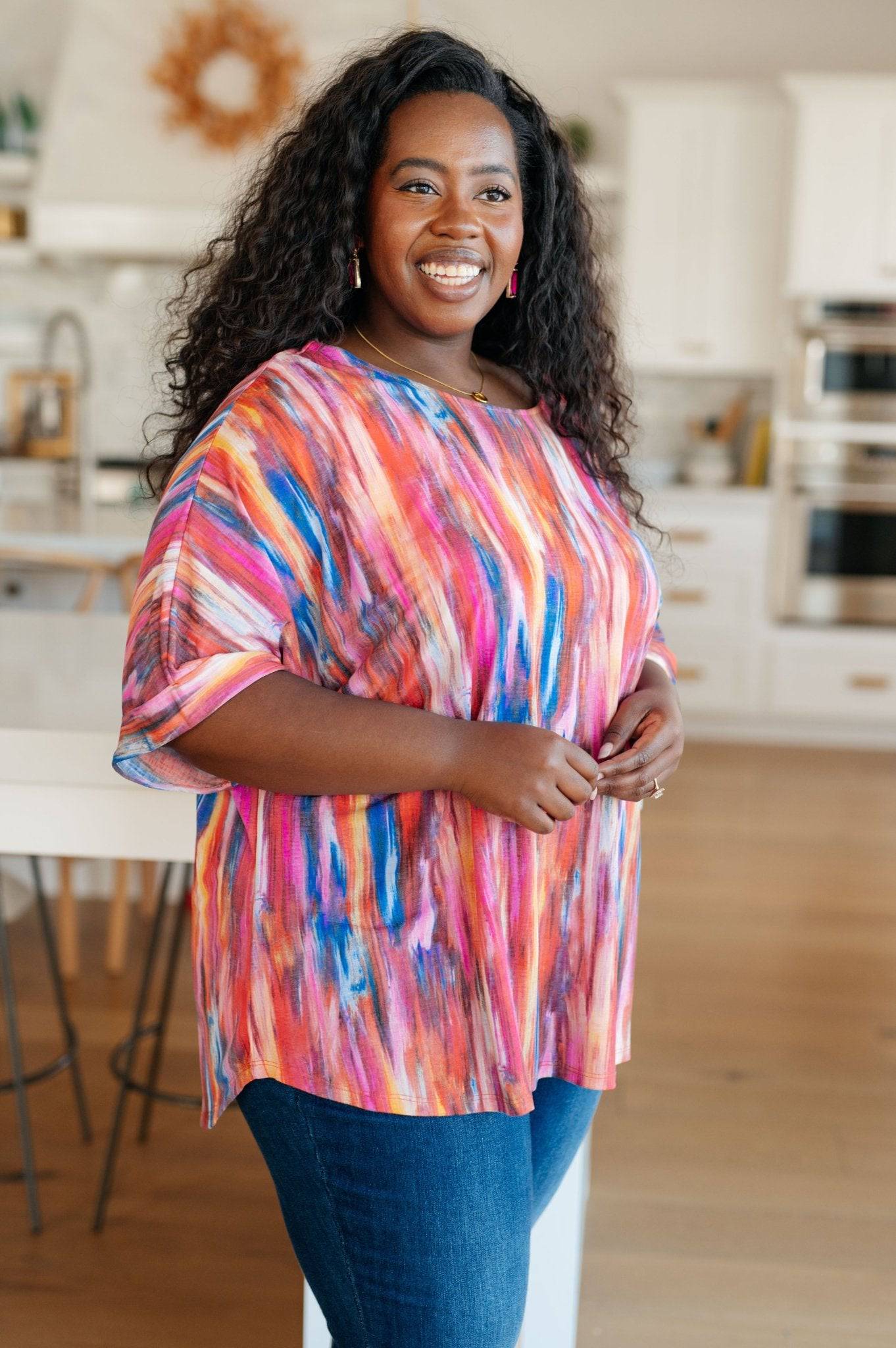 My Bae Boyfriend Top in Pink Kaleidoscope - 1985 the VAULT Boutique