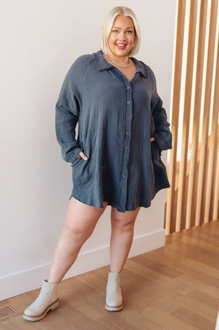 No Trepidation Mineral Wash Shirt Dress - 1985 the VAULT Boutique