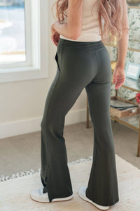 On the Move V Front Flare Leggings in Olive - 1985 the VAULT Boutique