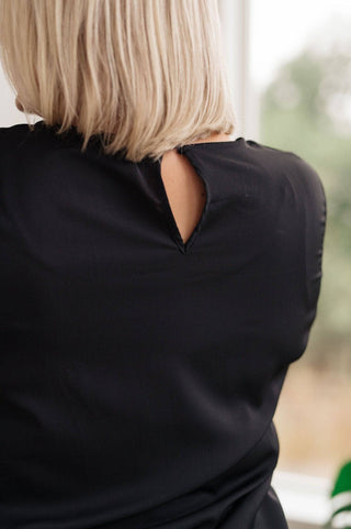 Peaceful Moments Smocked Sleeve Blouse in Black - 1985 the VAULT Boutique